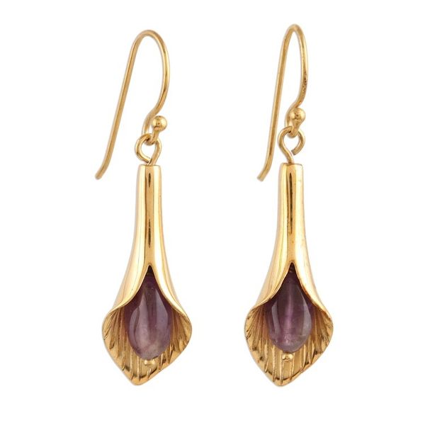 Alternate image for Gold vermeil amethyst flower earrings Secret Lilies