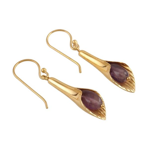 Alternate image for Gold vermeil amethyst flower earrings Secret Lilies