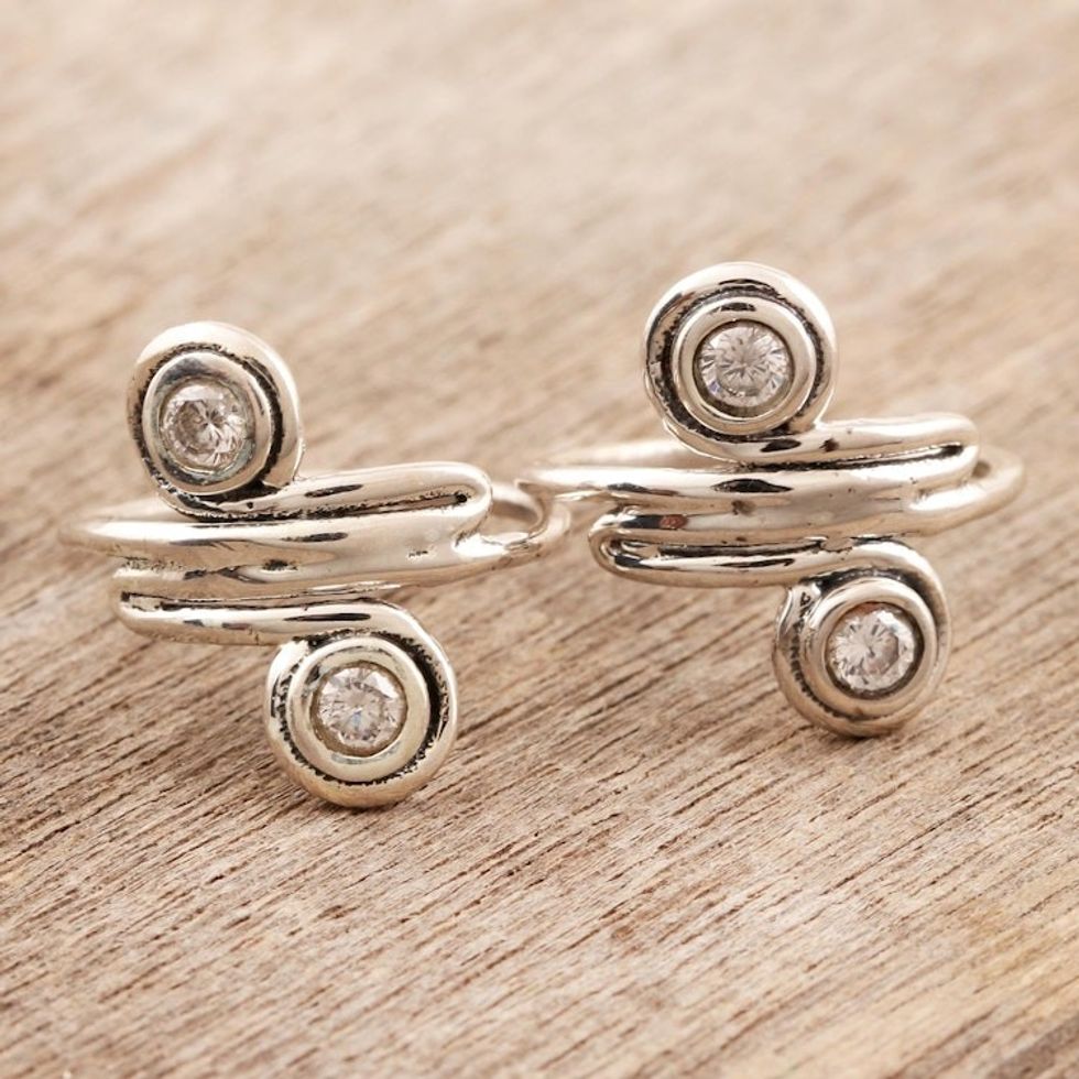 Swirl-Shaped Sterling Silver Toe Rings from India 'Swirl Quartet'