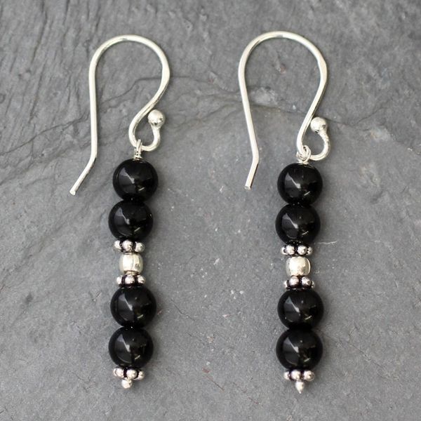 Alternate image for Onyx dangle earrings Pillars of Night