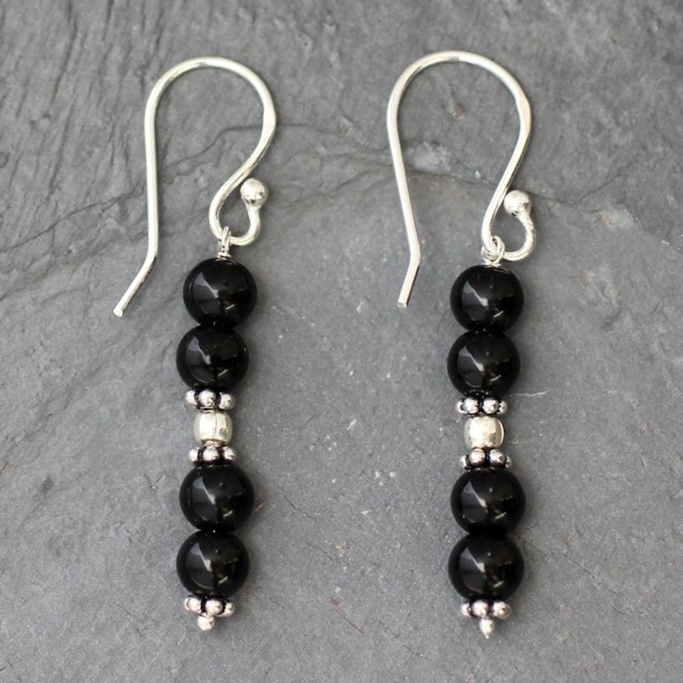 Onyx dangle earrings 'Pillars of Night'