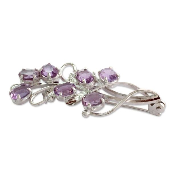 Alternate image for Artisan Jewelry Amethyst and Sterling Silver Brooch Pin Mystic Bouquet
