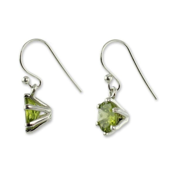 Alternate image for Handcrafted Sterling Silver and Peridot Earrings Lime Solitaire