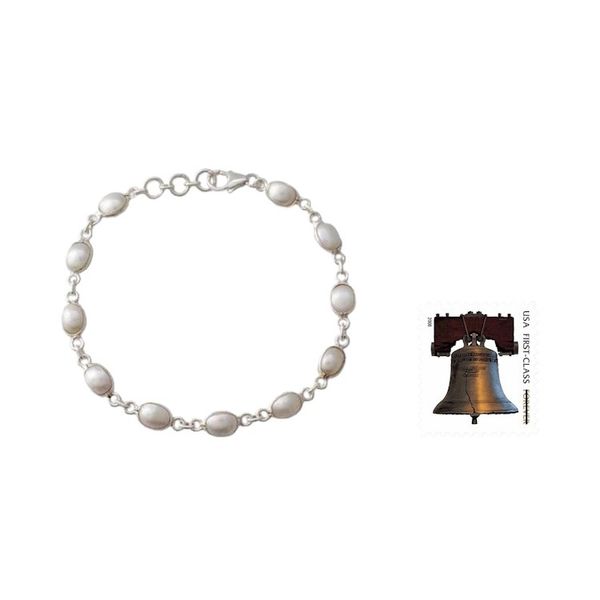 Alternate image for Cultured Pearl Handcrafted Tennis Bracelet Sterling Silver Romantic Aura