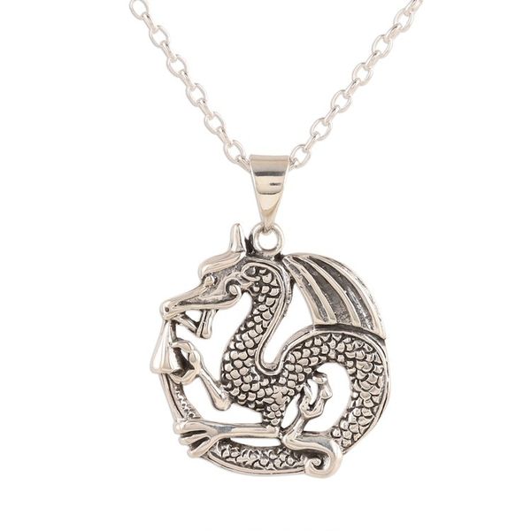 Alternate image for Artisan Crafted Sterling Silver Pendant Necklace from India Dragons Delight