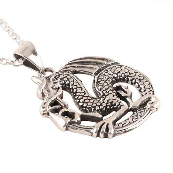 Alternate image for Artisan Crafted Sterling Silver Pendant Necklace from India Dragons Delight