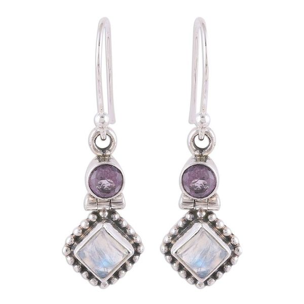 Alternate image for Handmade Multi-Gemstone Sterling Silver Dangle Earrings Enchanting Duo
