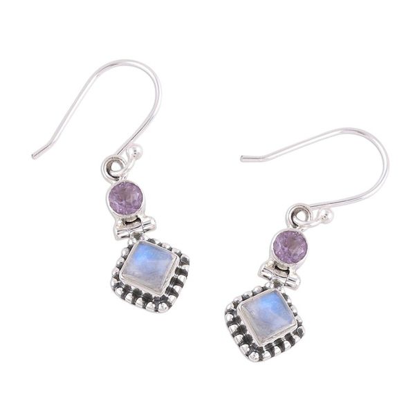 Alternate image for Handmade Multi-Gemstone Sterling Silver Dangle Earrings Enchanting Duo