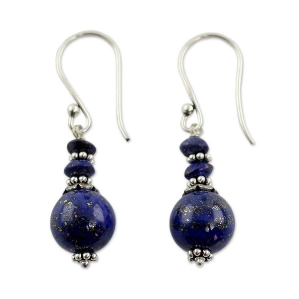 Alternate image for Fair Trade Lapis Lazuli Handcrafted Earrings Chakra Universe