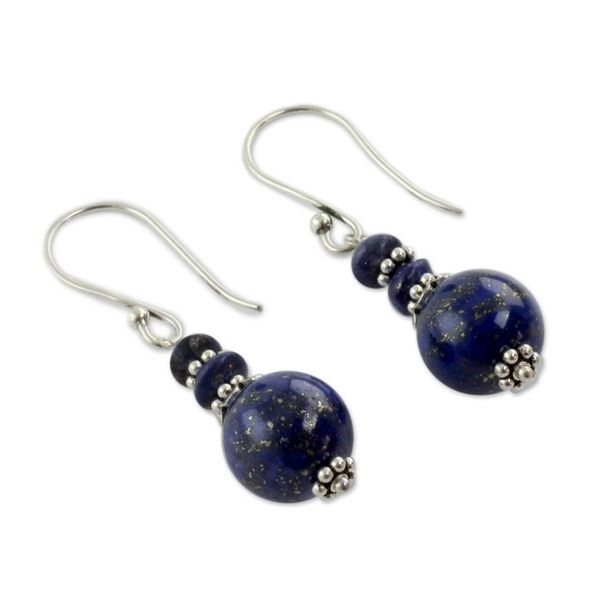 Alternate image for Fair Trade Lapis Lazuli Handcrafted Earrings Chakra Universe