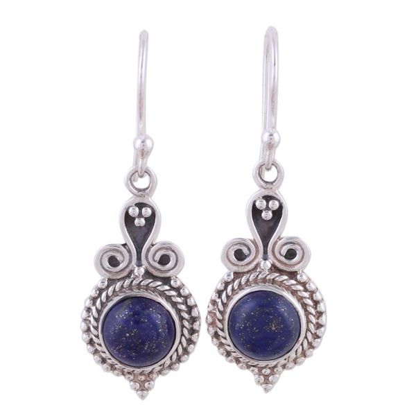 Alternate image for 925 Sterling Silver and Lapis Lazuli India Jewelry Earrings Grand Delhi Blue