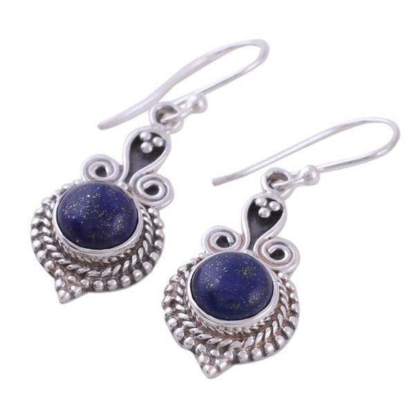 Alternate image for 925 Sterling Silver and Lapis Lazuli India Jewelry Earrings Grand Delhi Blue