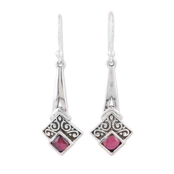 Alternate image for Garnet and Sterling Silver Dangle Earrings from India Timekeeper