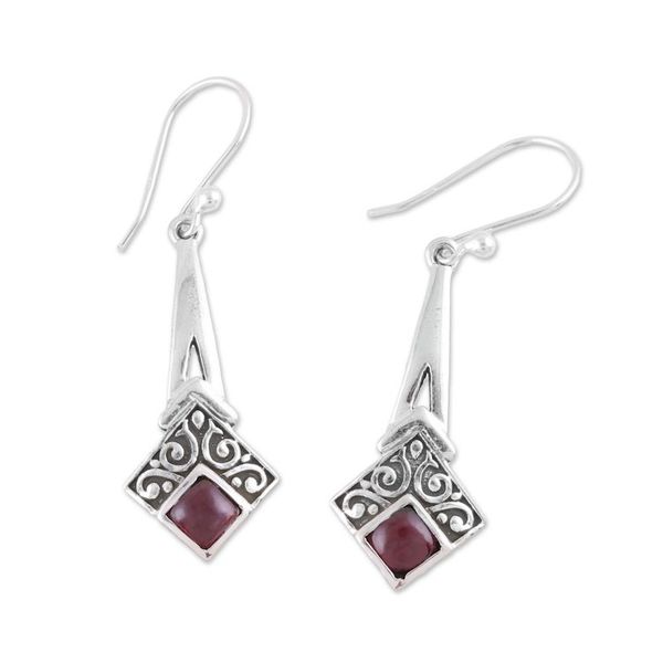 Alternate image for Garnet and Sterling Silver Dangle Earrings from India Timekeeper