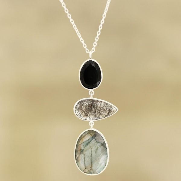 Alternate image for 26.5-Carat Multi-Gemstone Pendant Necklace from India Splendorous Evening