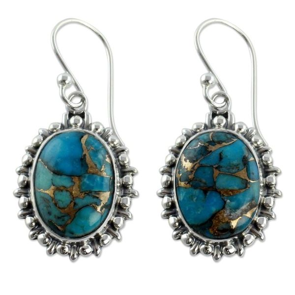 Alternate image for Indian Modern Sterling Silver Dangle Earrings Azure Dream