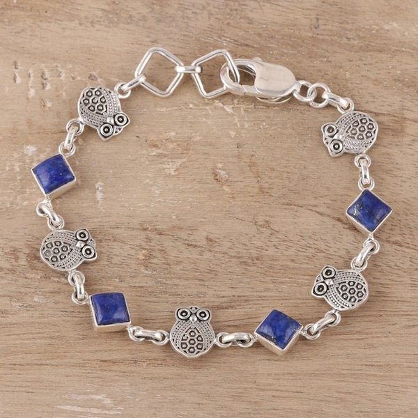 Alternate image for Lapis Lazuli Owl Link Bracelet from India Royal Owls