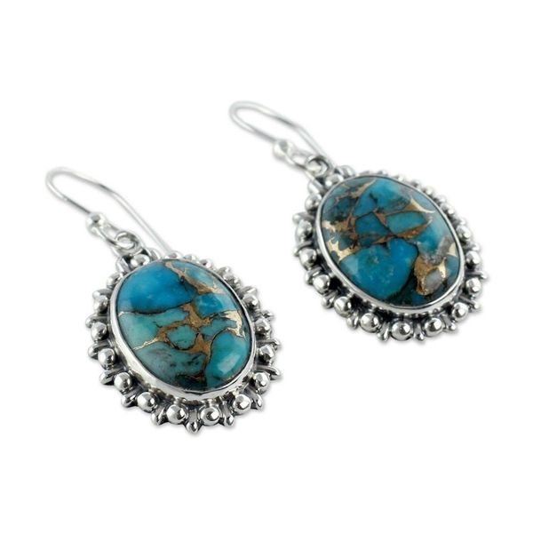 Alternate image for Indian Modern Sterling Silver Dangle Earrings Azure Dream