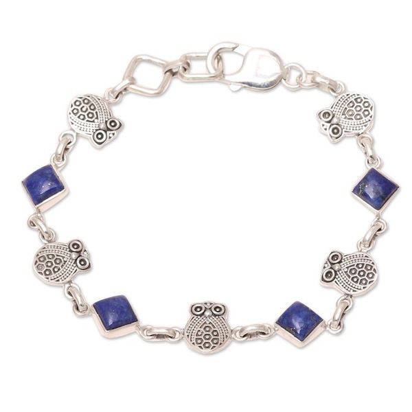Alternate image for Lapis Lazuli Owl Link Bracelet from India Royal Owls