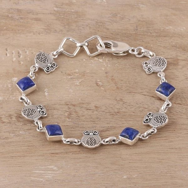 Alternate image for Lapis Lazuli Owl Link Bracelet from India Royal Owls