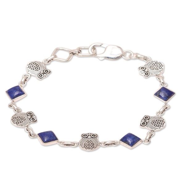 Alternate image for Lapis Lazuli Owl Link Bracelet from India Royal Owls