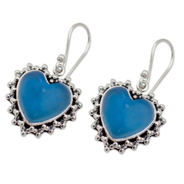 Alternate image for Heart Shaped Sterling Silver and Chalcedony Earrings Harmonious Hearts