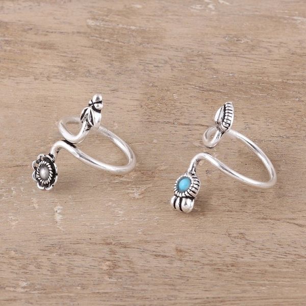 Alternate image for Cultured Pearl and Sterling Silver Toe Rings from India Twin Glory