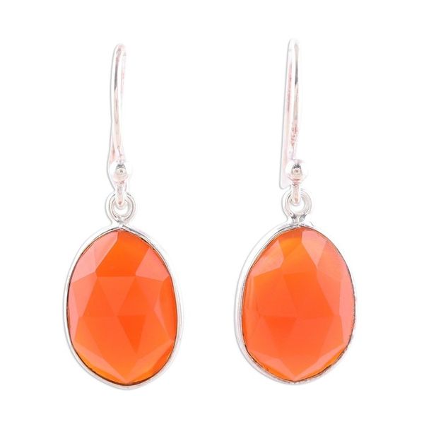 Alternate image for Red-Orange Onyx Dangle Earrings from India Passionate Flame