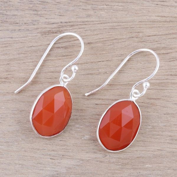 Alternate image for Red-Orange Onyx Dangle Earrings from India Passionate Flame