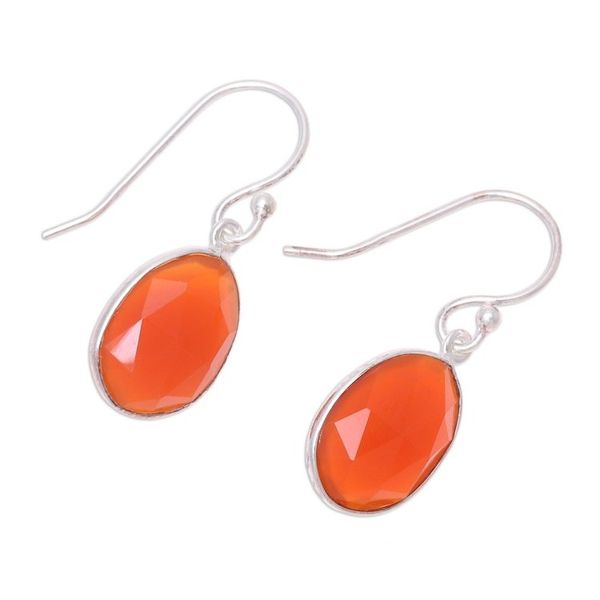 Alternate image for Red-Orange Onyx Dangle Earrings from India Passionate Flame