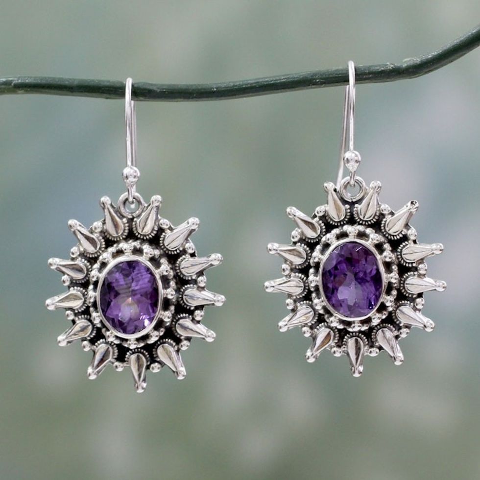 Amethyst and Silver Artisan Crafted 6 Carat Earrings 'Eternal Radiance'