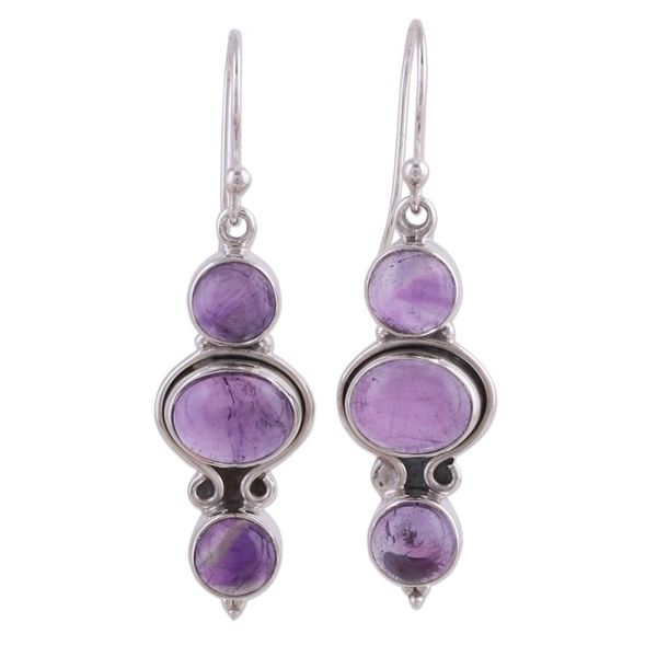 Alternate image for Amethyst and Sterling Silver Earrings from India Elegant Fantasy