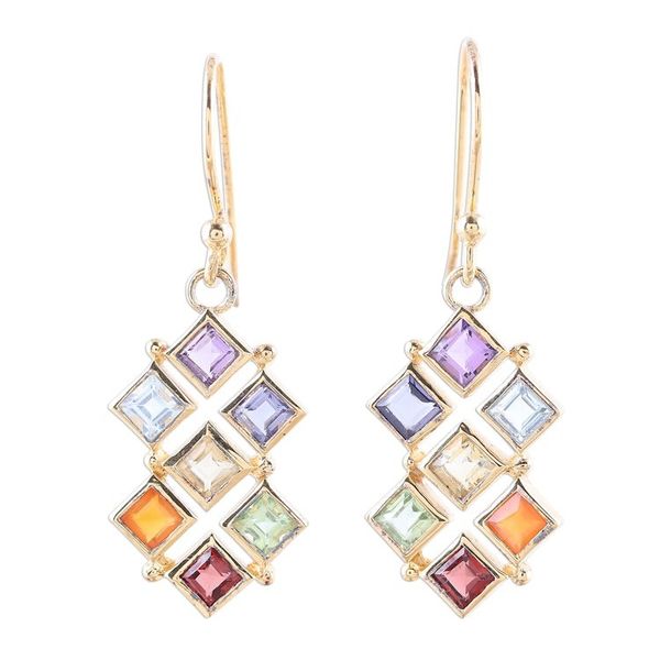 Alternate image for Gold-Plated Multi-Gemstone Chakra Earrings from India Wellness