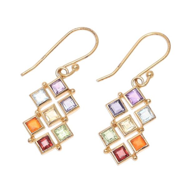 Alternate image for Gold-Plated Multi-Gemstone Chakra Earrings from India Wellness