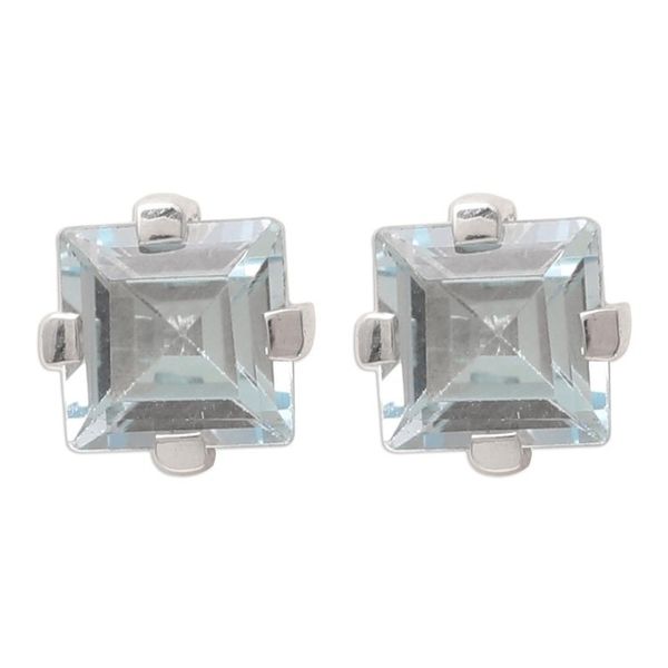 Alternate image for Sparkling Blue Topaz Stud Earrings from India India Charm