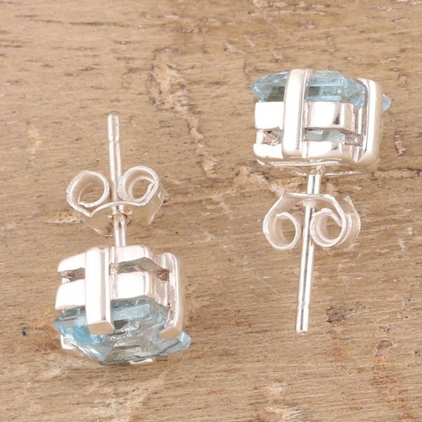 Alternate image for Sparkling Blue Topaz Stud Earrings from India India Charm