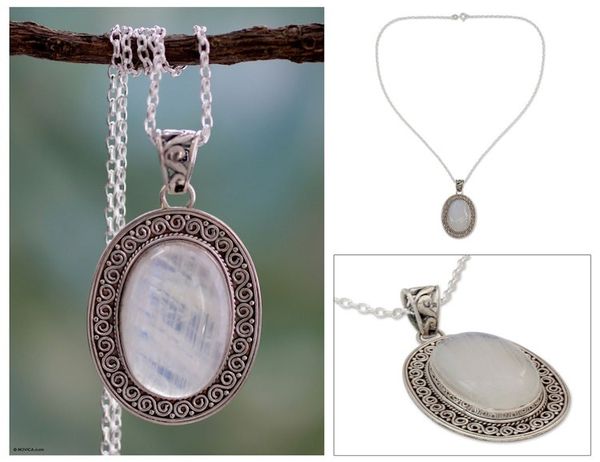 Alternate image for Artisan Jewelry Moonstone and Sterling Silver Necklace Dancing Moonlight