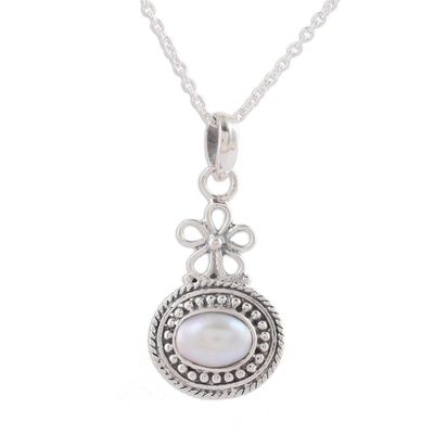 Alternate image for Cultured Pearl and Sterling Silver Pendant Necklace Pure Grace