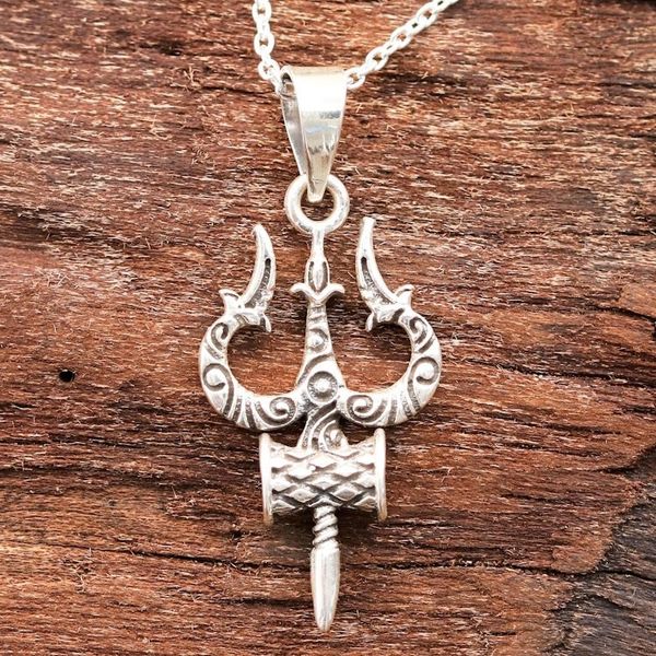 Alternate image for Sterling Silver Pendant Necklace Depicting Shivas Trident Shivas Might