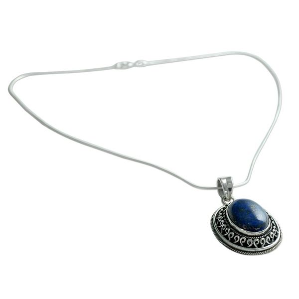 Alternate image for Blue Jewelry Necklace with Lapis and Silver from India Tradition