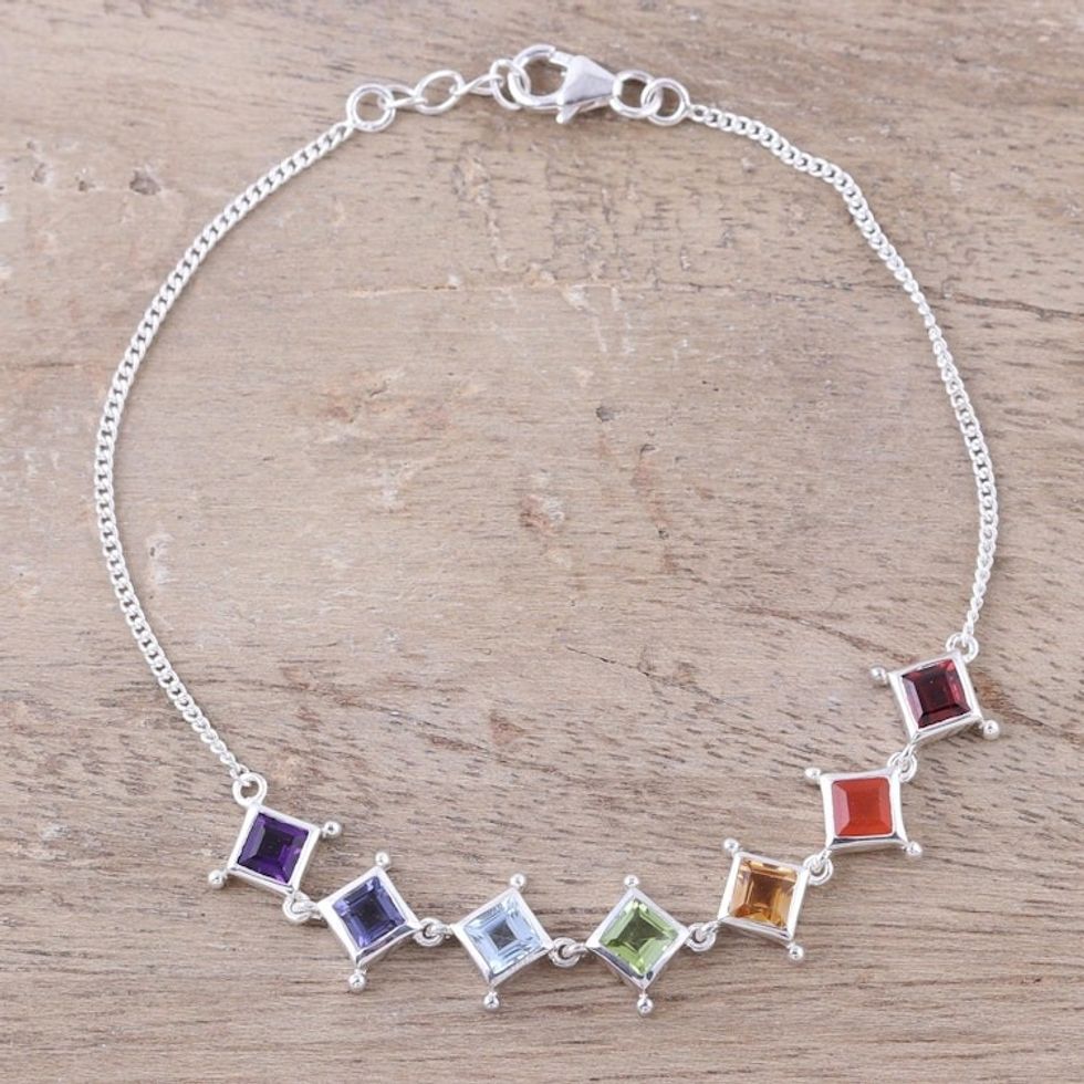 Multi-Gemstone Chakra Bracelet from India 'Wellness'