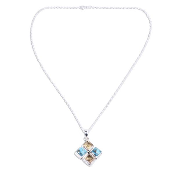 Alternate image for Artisan Crafted Citrine and Composite Turquoise Necklace Sun Meets Sky