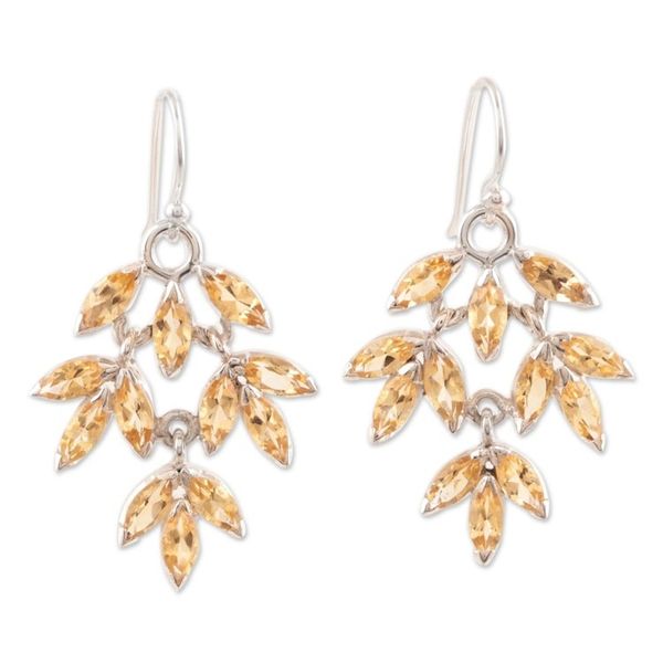 Alternate image for Marquise Citrine Dangle Earrings Crafted in India Glittering Autumn