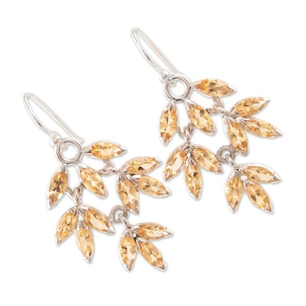 Alternate image for Marquise Citrine Dangle Earrings Crafted in India Glittering Autumn
