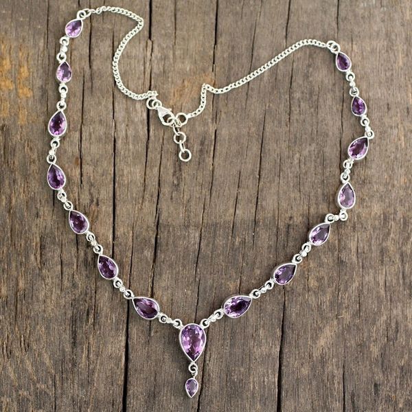 Alternate image for Amethyst Sterling Silver Y Necklace from India Precious Tears