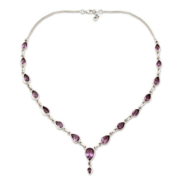 Alternate image for Amethyst Sterling Silver Y Necklace from India Precious Tears
