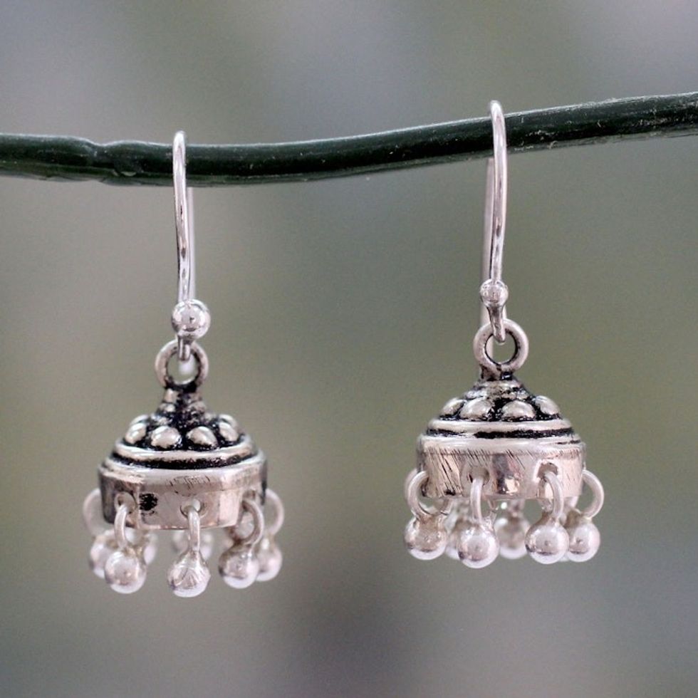 Traditional Style Indian Earrings Crafted in Sterling Silver 'Traditional Grace'