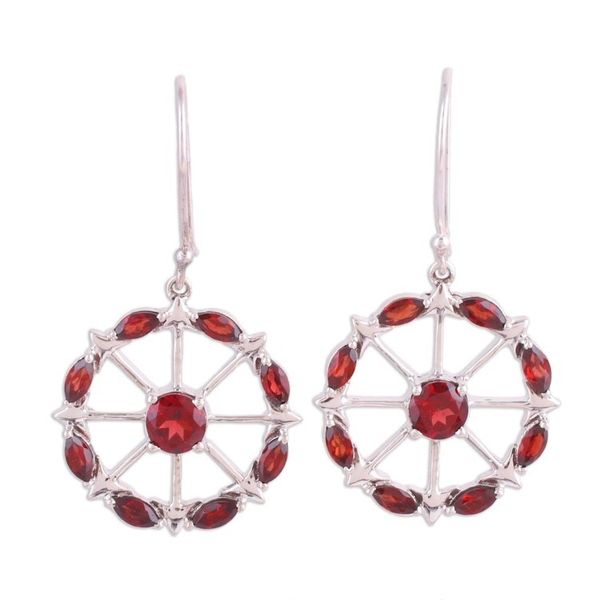 Alternate image for Circular Garnet Earrings from India Red Wheels