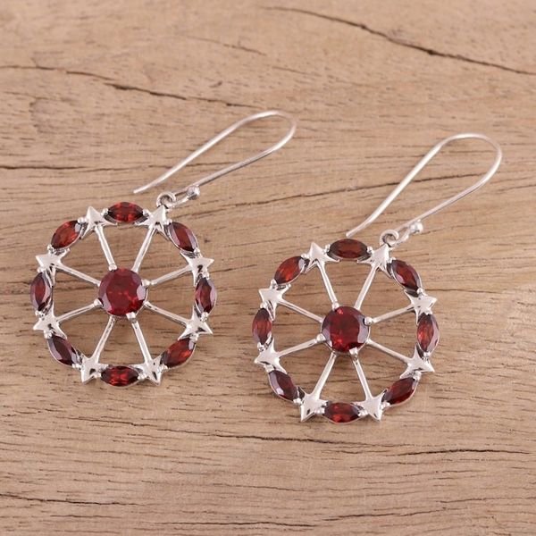 Alternate image for Circular Garnet Earrings from India Red Wheels