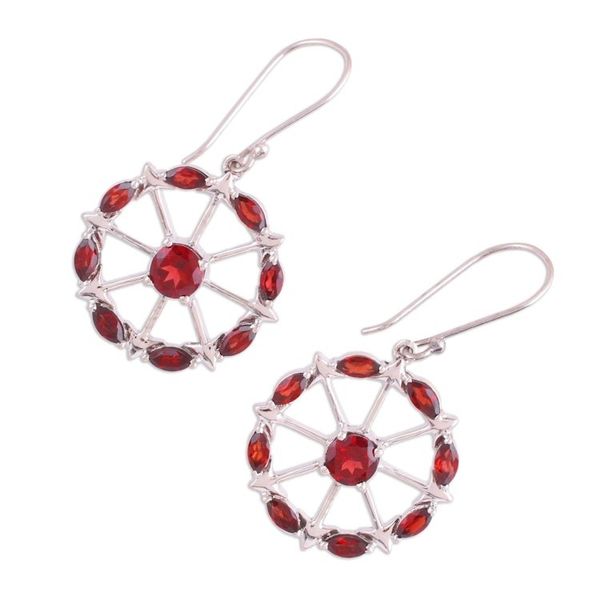 Alternate image for Circular Garnet Earrings from India Red Wheels